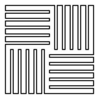 Tile square shape parquet wood floor material laminate plank slab panel contour outline icon black color vector illustration flat style image