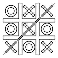 tic tac toe contorno contorno icono color negro vector ilustración estilo plano imagen