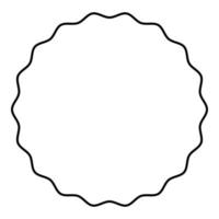 Round element with wavy edges Circle label sticker contour outline icon black color vector illustration flat style image