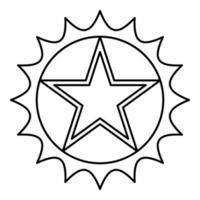 Star in circle with sharp edges contour outline icon black color vector illustration flat style image