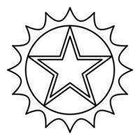 estrella en círculo con bordes afilados icono de contorno color negro ilustración vectorial imagen de estilo plano vector