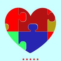 corazón con rompecabezas es icono de color. vector