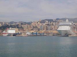 View of Genoa Italy from the sea photo