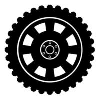icono de neumático de rueda de coche ilustración de vector de color negro imagen de estilo plano