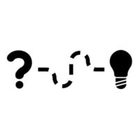 Concept of finding solution to the issue Question and path to the light bulb Searching for Innovation icon black color vector illustration flat style image