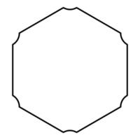 Hexagon with rounded corners contour outline icon black color vector illustration flat style image