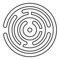 Round Maze contour outline icon black color vector illustration flat style image