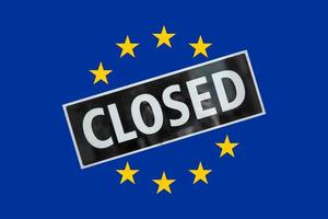 flag of the European Union EU with closed sign photo