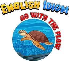 English idiom with picture description for go with the flow vector