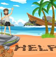 A man on deserted island isolated vector