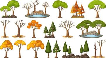 Set of four seasons trees on white background vector