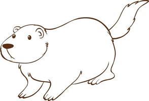 Beaver in doodle simple style on white background vector