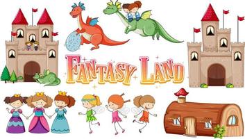 Set of fairy tales cartoon characters vector