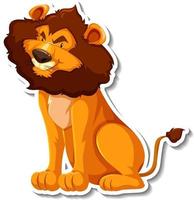 Lion sitting cartoon character on white background vector