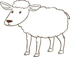 Sheep in doodle simple style on white background vector