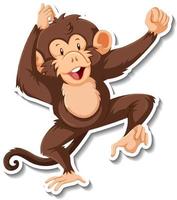 Monkey dancing animal cartoon sticker vector