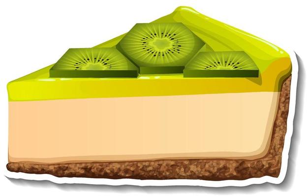 A piece of kiwi cheesecake in cartoon style
