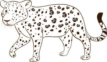 leopardo en estilo simple de garabato sobre fondo blanco vector