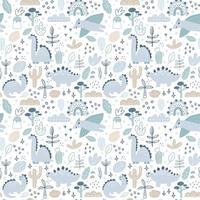 Vector childish seamless pattern with hand drawn baby dino in scandinavian style. Creative kids boy background for fabric, textile