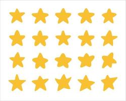 yellow star shape collection night sky decoration vector