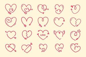 Line Arrows Cupid heart shape for valentine card decoration vector