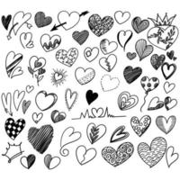 dibujar a mano el diseño del boceto de la colección de corazones del día de san valentín vector