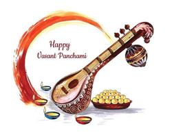 Beautiful indian festival vasant panchami card background vector