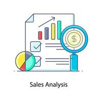 Marketing report under magnifying glass, sales analysis icon vector