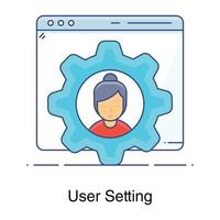 Avatar inside gear depicting user setting icon vector