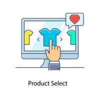 A process of product select shown in flat icon vector