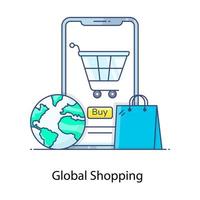 Mobile shopping app icon, e commerce concept vector