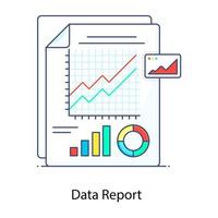 informe detallado de los datos recopilados, icono de concepto de esquema plano de informe analítico vector