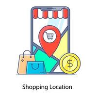 icono de aplicación de compras móviles, vector de concepto de comercio electrónico