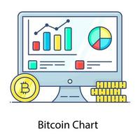 A concept icon of bitcoin chart in editable flat design vector