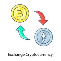 Editable icon of exchange cryptocurrency in flat concept outline style vector