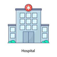 Hospital building, architecture flat outline vector