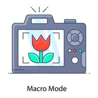 fotografía, icono de contorno plano del modo macro vector