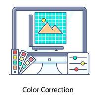 ajuste, icono de contorno plano de corrección de color vector