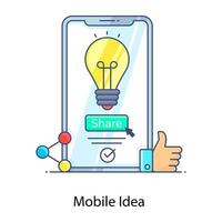 Creativity, flat outline icon of mobile idea vector