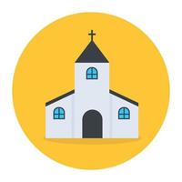 un estilo de vector de casa cristiana, diseño de icono plano de iglesia