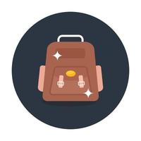 Icon of travelling rucksack, backpack in flat style vector