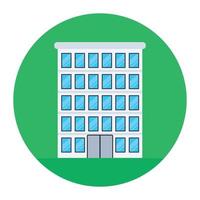 A luxury tall building denoting hotel lodges in flat icon vector