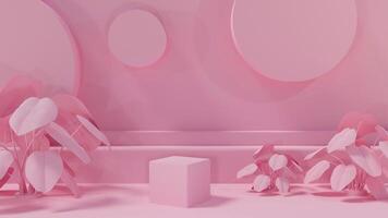 abstract background of pink stand for product presentation withe minimal shape element , 3D illustration rendering photo