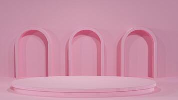 fondo abstracto de soporte rosa para la presentación del producto con un elemento de forma mínima, representación de ilustración 3d foto
