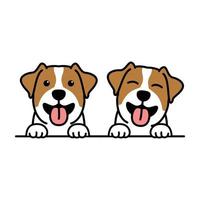 Cute jack russell terrier puppy cartoon, vector illustration