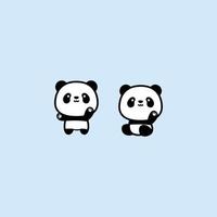 lindo panda agitando la pata de dibujos animados, ilustración vectorial vector