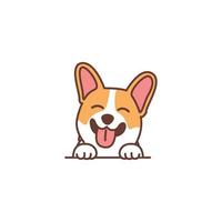 Cute welsh corgi puppy smiling cartoon, vector illustration