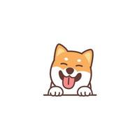 Cute shiba inu dog smiling cartoon, vector illustration