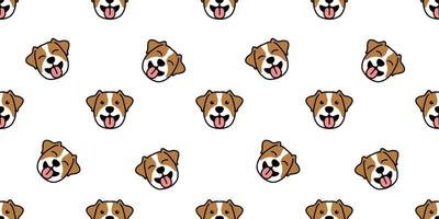 Cute jack russell terrier puppy smiling cartoon seamless pattern, vector illustration