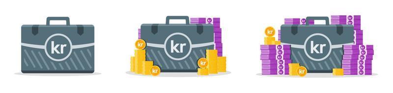 Norwegian Krone Money Case Icons vector